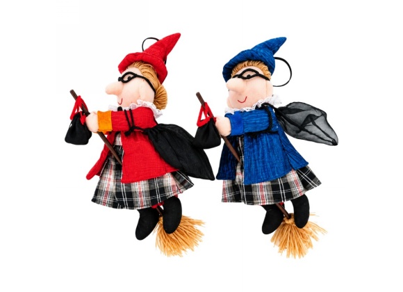 Befana Volante in Pezza con Sacco 40 cm