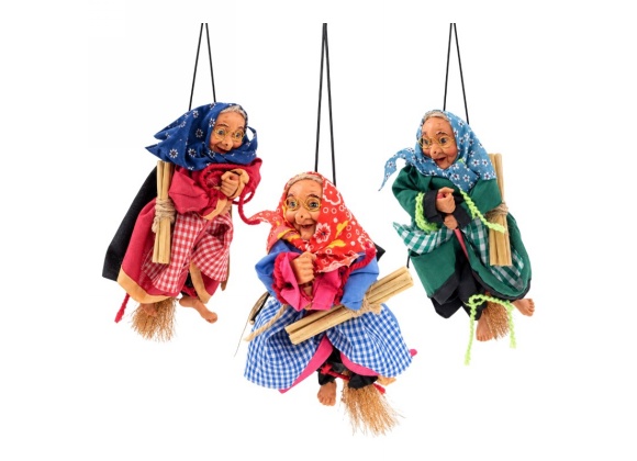 Befana Volante Boscaiola 15 cm - Confezione da 6 pezzi