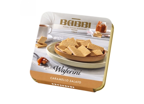 Waferini Oro Babbi Caramello Salato 190 g - Latta da 80 pezzi