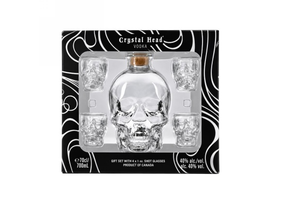VODKA CRYSTAL HEAD 70CL + 4 SHOT