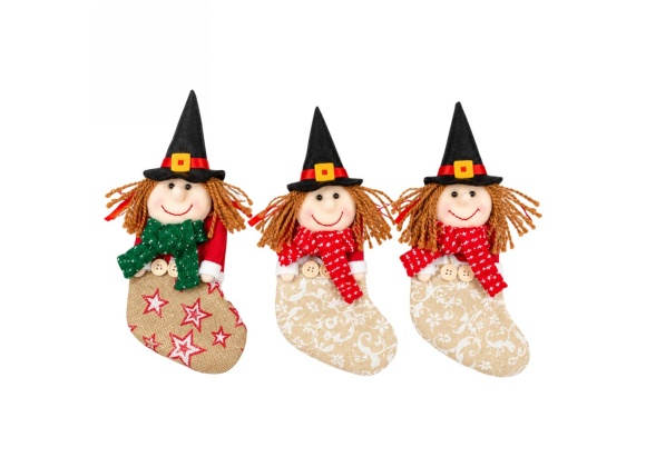 Calza Befana in Juta 26 cm - Confezione da 3 pezzi